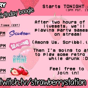 Strawberry Station birthday stream tonight!